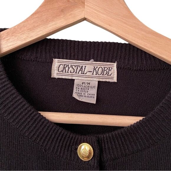 Vintage Crystal - Kobe Classic Black Cardigan Sweater in Size Medium - Picture 6 of 6